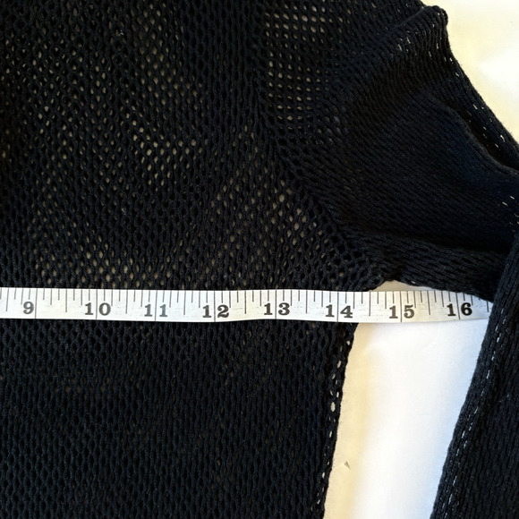 FREE PEOPLE Siggi Button Down Black Mesh Cotton Blouse Sz S Boho Goth Grunge - Picture 8 of 11